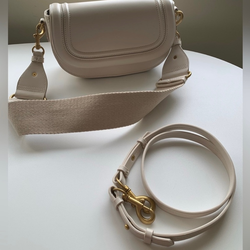 Zara Cream Crossbody Bag with Gold Hardware
